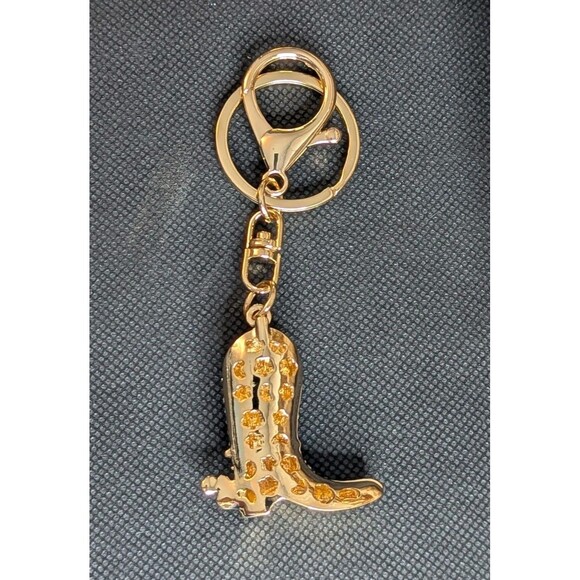 Off Park Crystal Cowboy Boot Keychain or Bag Charm - Gold Tone, Bling - Picture 2 of 6